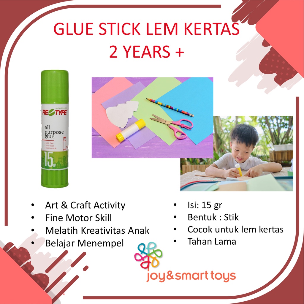 

JOY SMART TOYS RE TYPE GLUE STICK LEM STIK 15 GR PRAKARYA ANAK MENEMPEL