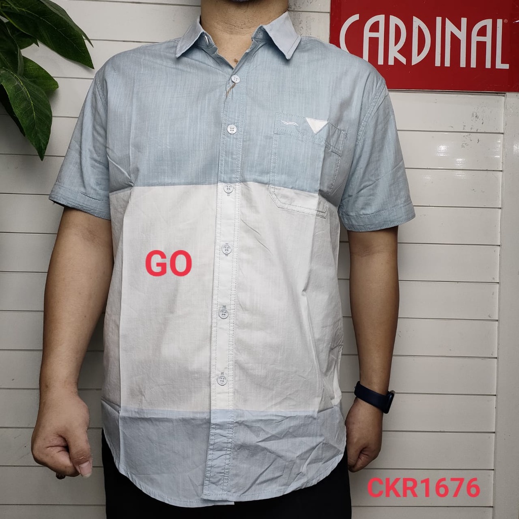 gof CARDINAL KEMEJA REGULAR Hem Pria Baju Cowok Pakaian Pria Lengan Pendek Kemeja Distro Original