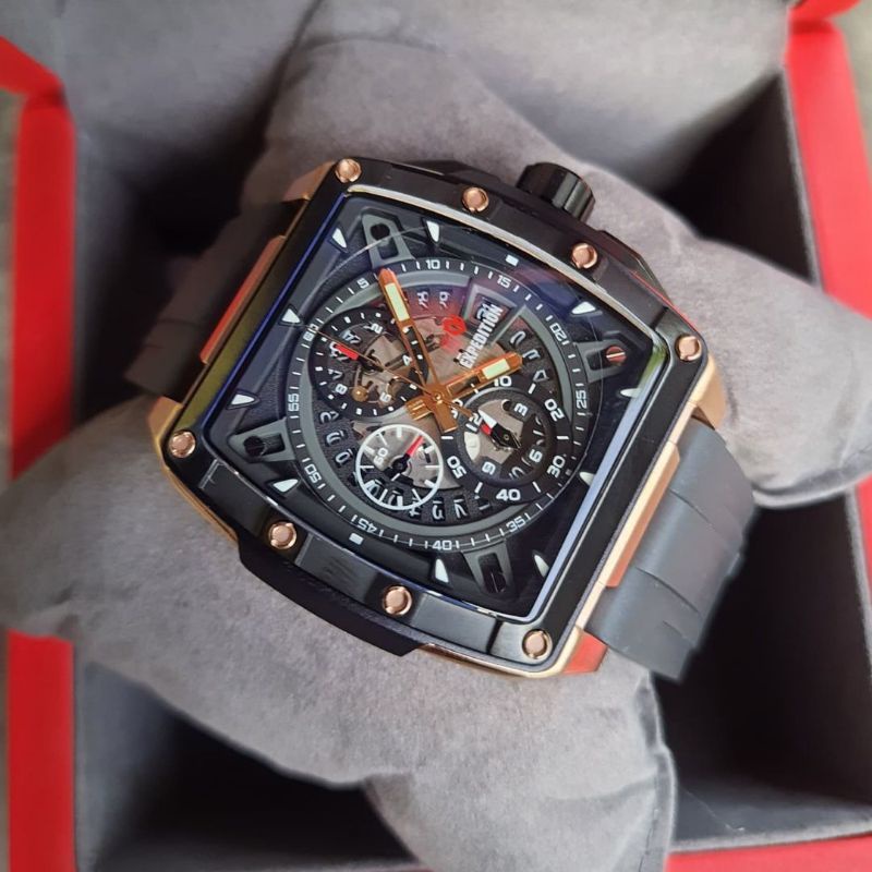 Jam Tangan Expedition E 6815 Pria / E6815 MC Rubber Black Rosegold