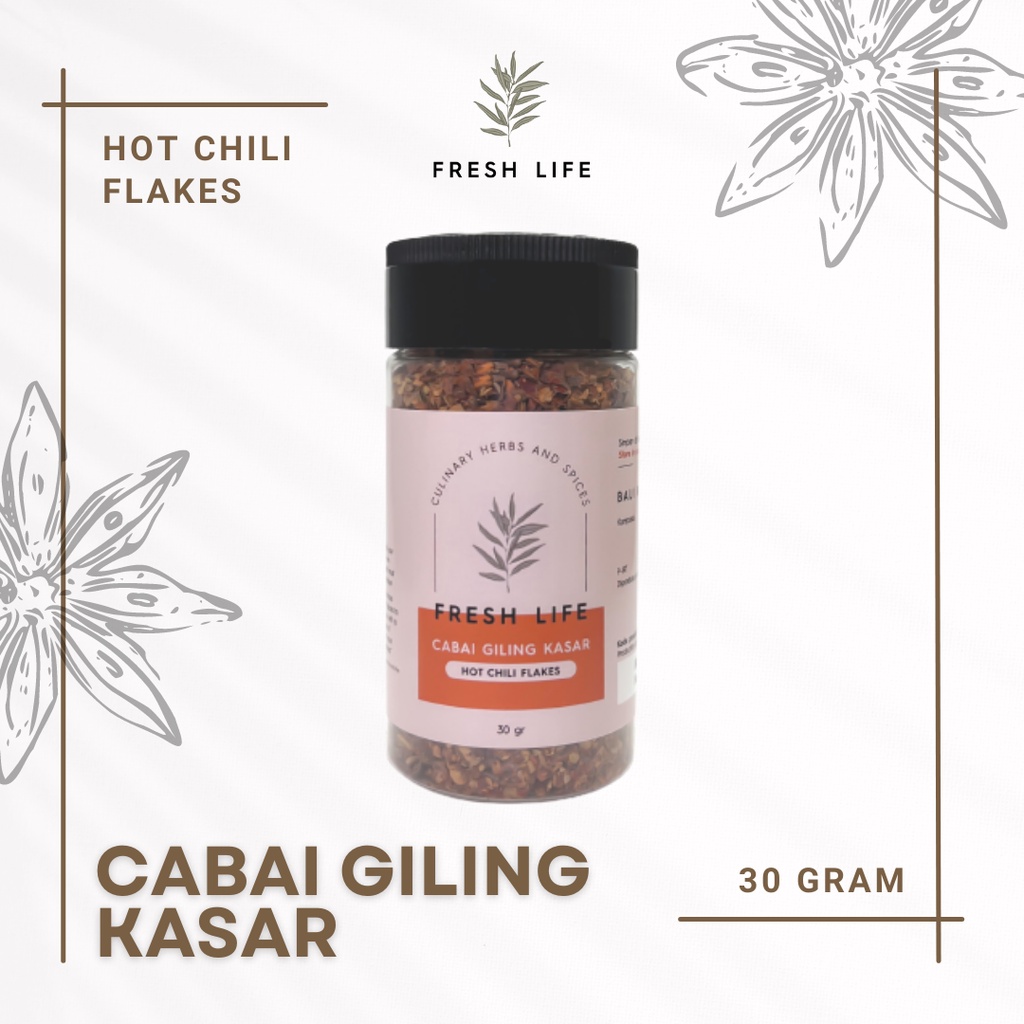 

Cabe Giling Kasar (Hot Chili Flakes) Fresh Life 30 gr