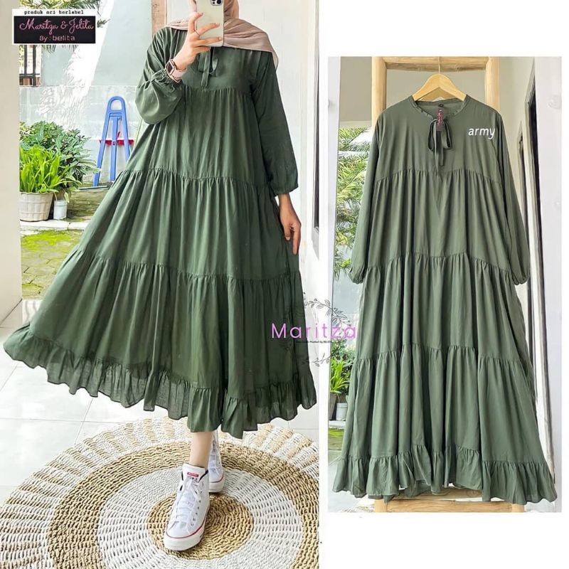 Rachel Midi Dress Busui Friendly / Gamis Wanita Terbaru Kekinian / Fashion Muslim / Dress Murah / Bahan Katun Rayon