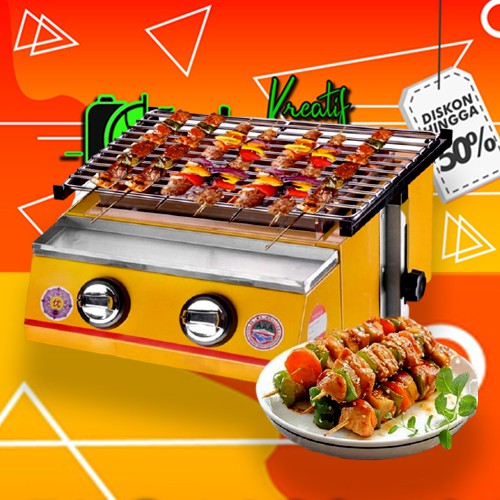 KOMPOR SOSIS 2 TUNGKU OMICO LRQ2B / PEMANGGANG BBQ ROASTER ALAT BAKAR