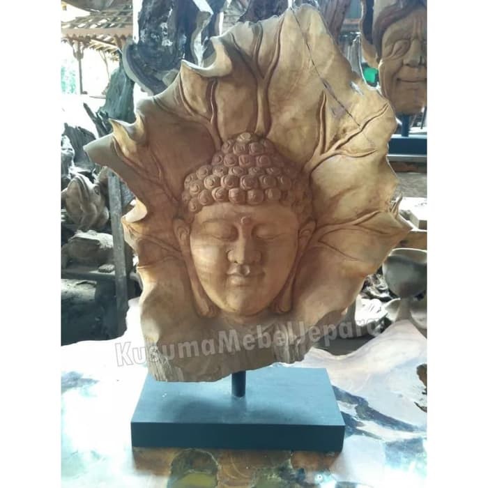 Patung Dekorasi Pajangan Meja Budha Kayu Jati (Tinggi 50cm)