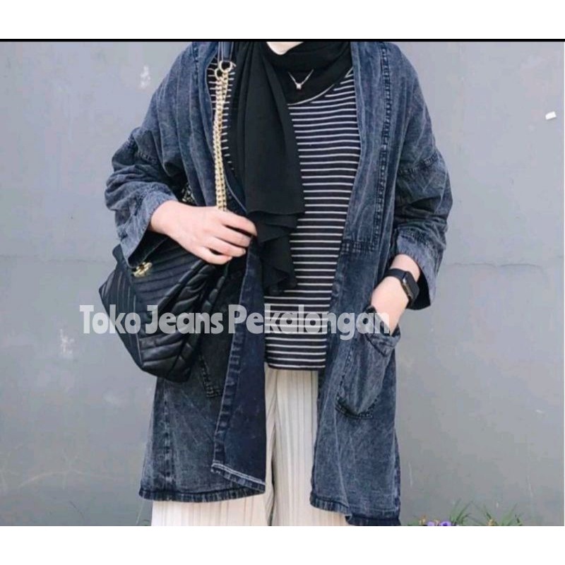 CARDIGAN JEANS WANITA // OUTER JEANS WANITA //  BEST SELLER TERMURAH JUMBO