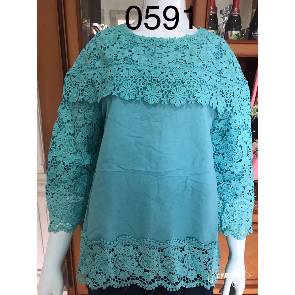 0591 blouse oblong alexuez brukat tebal premium