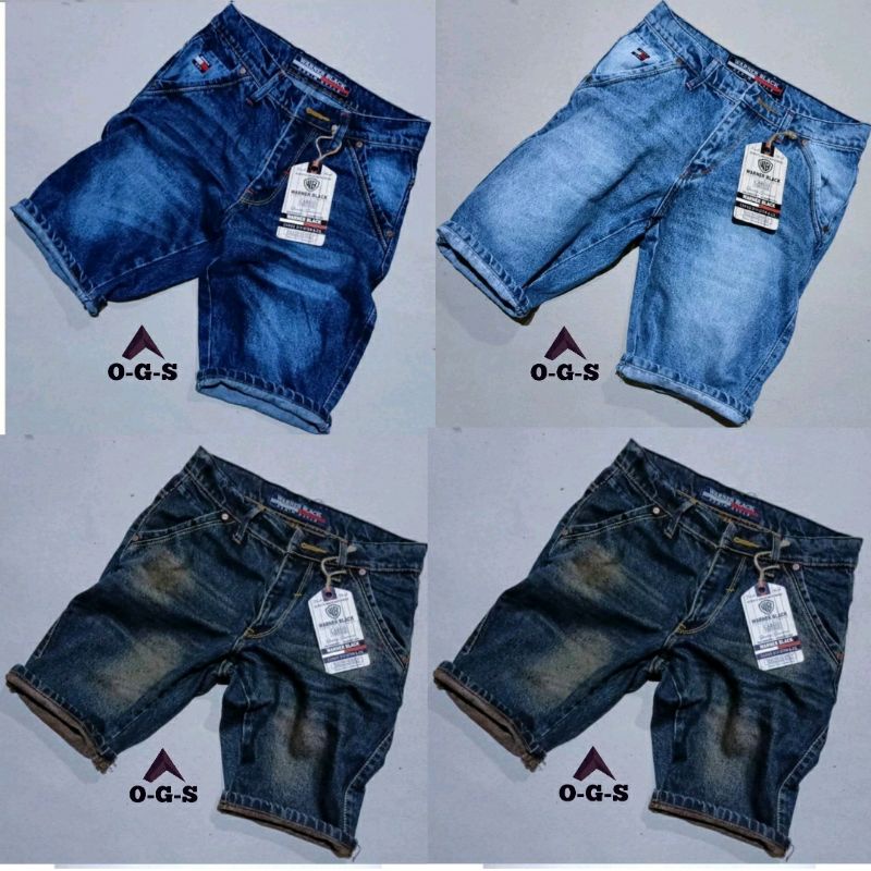 Celana Jeans Pendek GRASSOPER  POLOS PREMIUM Pria Wisker Jeans Pendek Ripped Polos Pria Premium