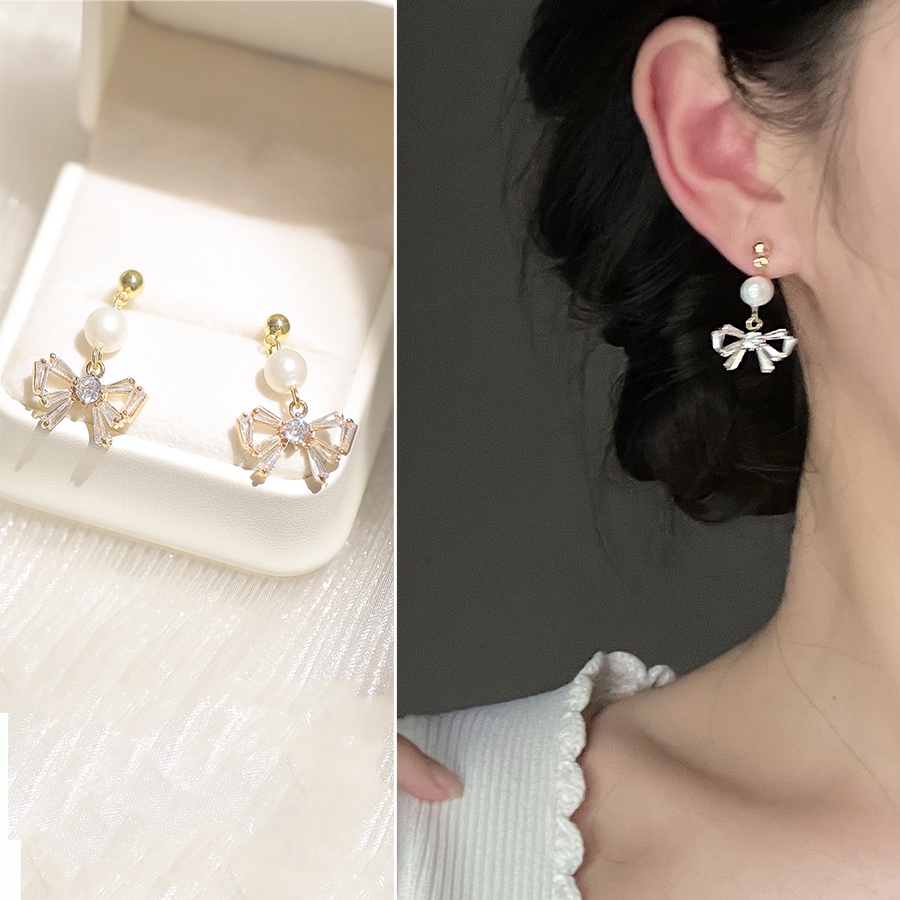 Anting Stud Desain Pita Mutiara Air Tawar Gaya Korea Untuk Wanita