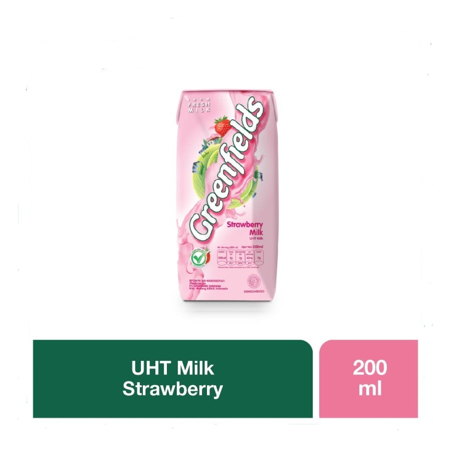 STRAWBERRY MILK UHT GREENFIELD 200ML SUSU STROBERI