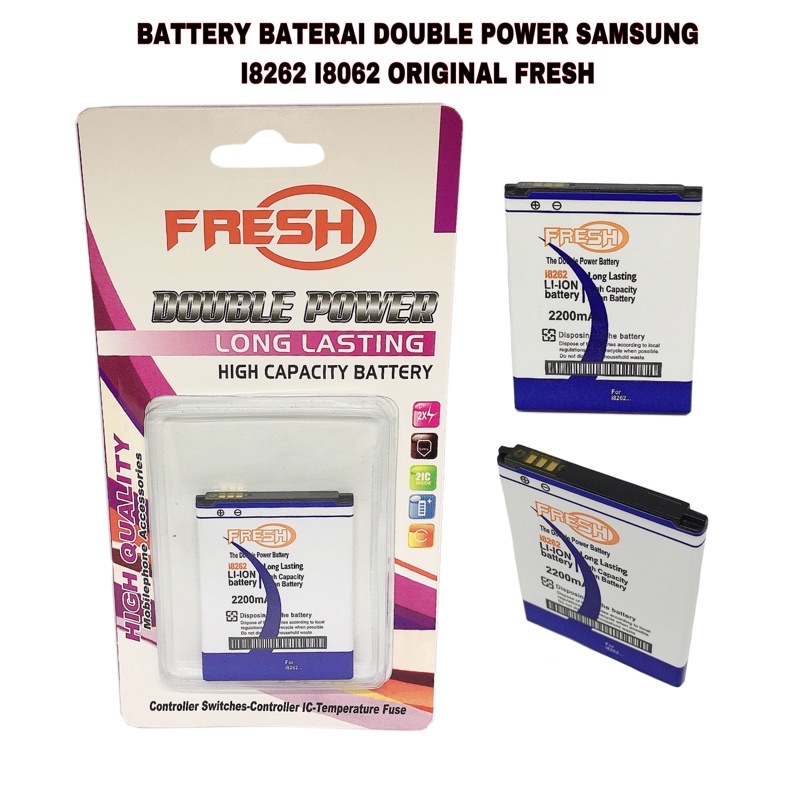 BATTERY BATERAI DOUBLE POWER SAMSUNG I8262 I8062 ORIGINAL FRESH