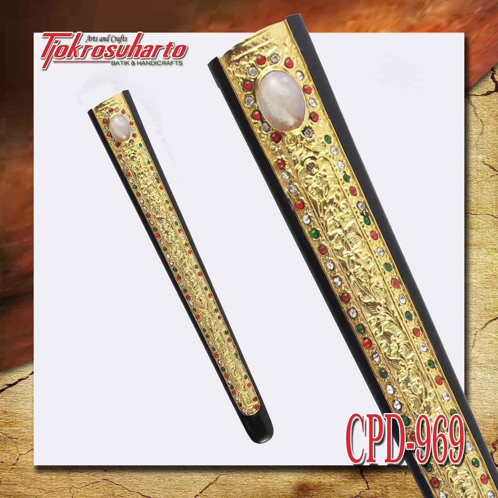 Pendok Keris Solo Slorok Buntu Emas Batu Akik Kemalo Hitam