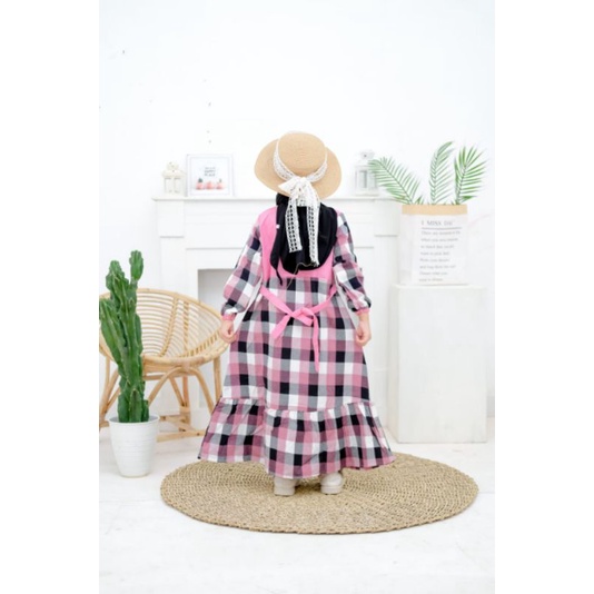 ZAJA - Baju Gamis Anak Anak Umuru 4-12 Tahun Model Cantik Kantong Temel Depan &amp; Rempel  Kiri Kanan Bawah / Dress Anak Perempuan Salur Mewah Dengan Sentuhan Desain Yang Menawan / Pakian Muslim Anak Perempuan / Baju Ngaji Si Buah Hati