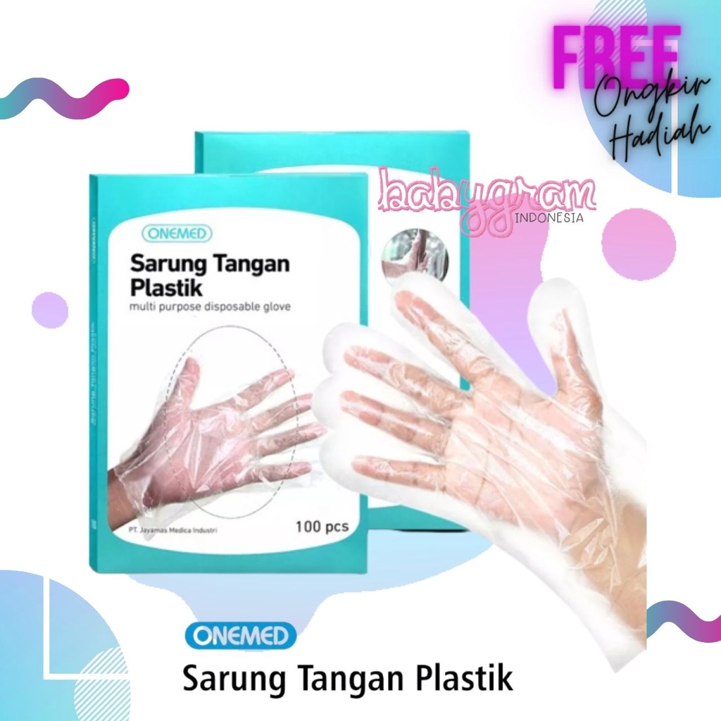 Sarung Tangan Plastik Onemed Box isi 100 pcs / Multi Purpose Disposable Plastic Glove 100pcs