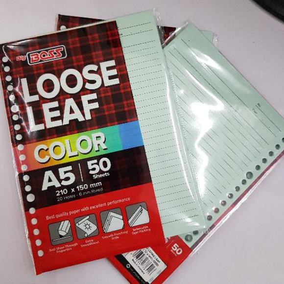

BIG SALE!! KODE-234 Isi Binder A5 / Kertas File A5 / Loose Leaf A5 Bigboss 50 lembar Warna