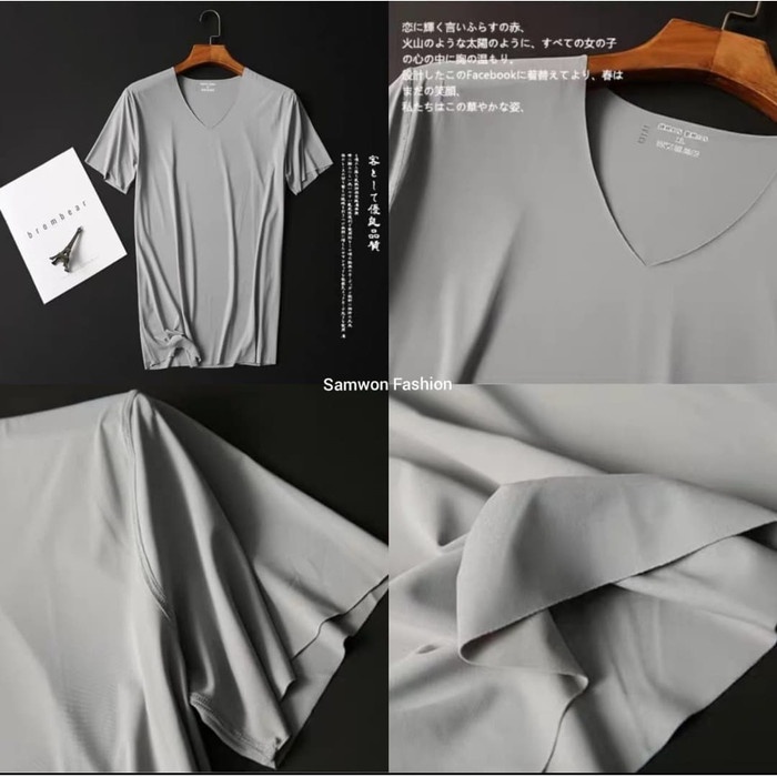 Dfws20G1Hg Kaos Polos Ice Silk Pria T-Shirt Seamless Zero Feel Japan Baju Sport - Hitam, 2Xl 60 70
