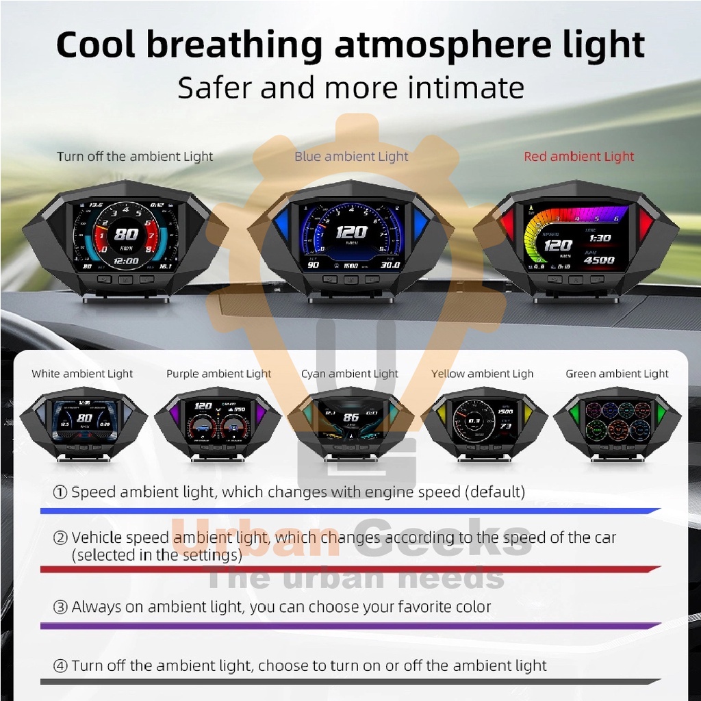 HUD Head Up Display P1 Multifunctional LCD Meter OBD2