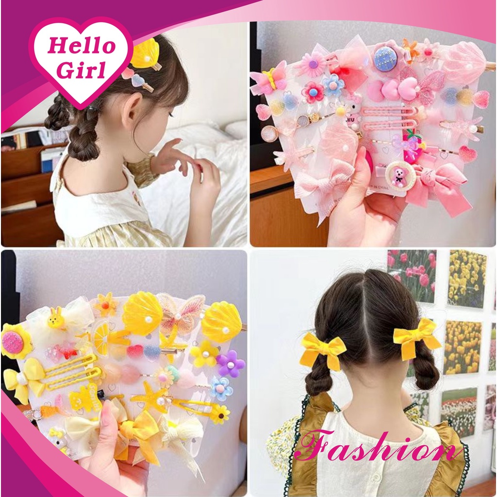 (Hello Girl) F143 Set Jepit Rambut Anak 8 In 1 Set Motif Cantik Dan Lucu