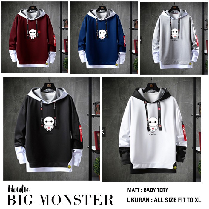 FORTGLASS SWEATER BIG MONSTER HODDIE JAKET PRIA LENGAN PANJANG