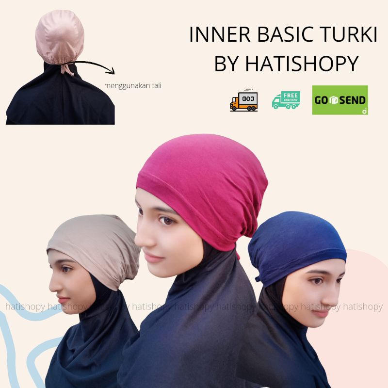Inner basic turki kaos rayon polos tali premium / daleman jilbab bahan kaos premium / ciput arab bah