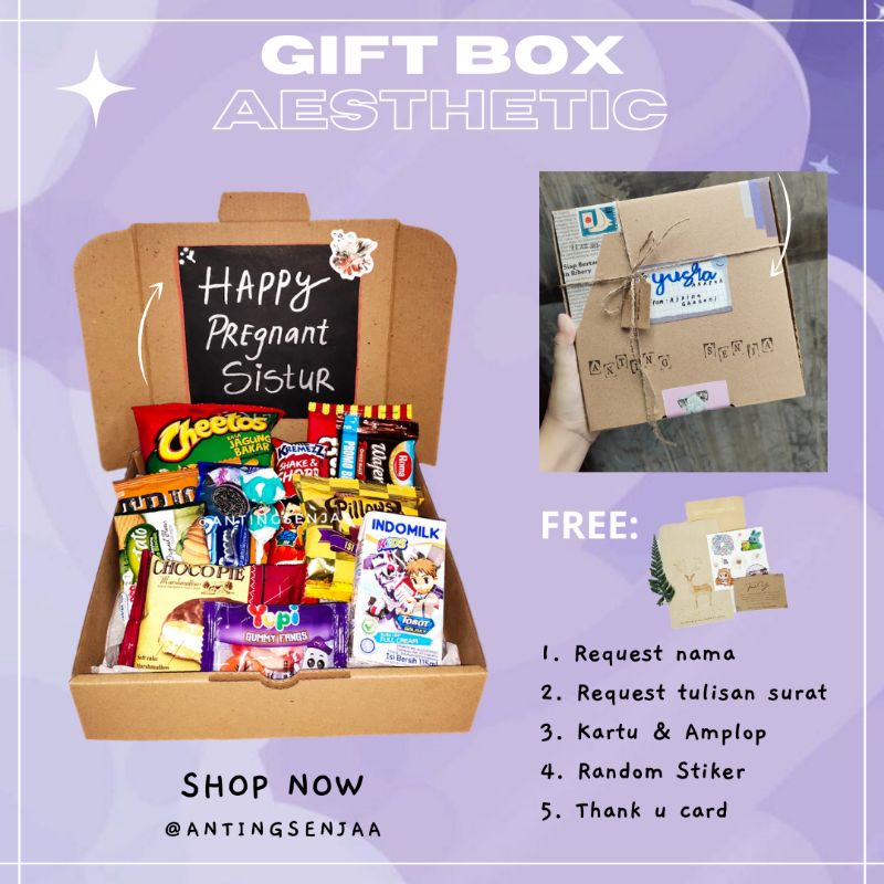 

Gift Box Snack Aesthetic | Kado | Hadiah | FREE Request Tulisan