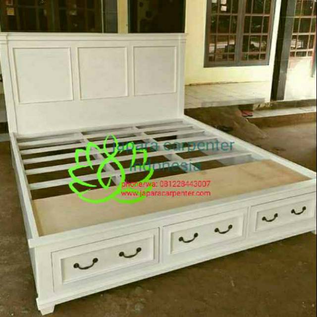 Tempat Tidur Minimalis cat Duco putih Furniture JEPARA Terlaris