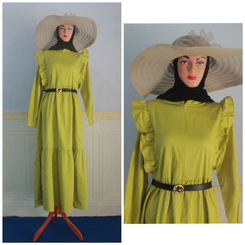 Gamis ruffle lime