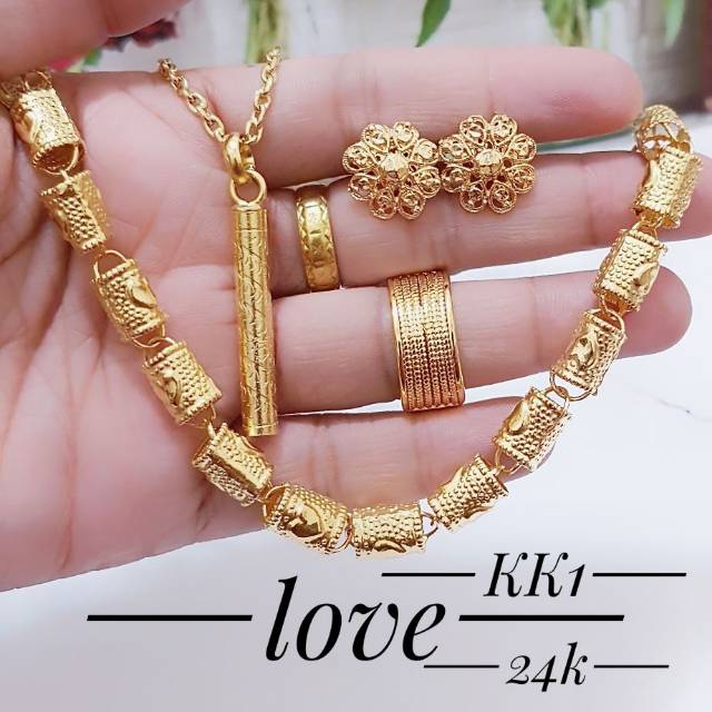 Perhiasan xuping full set dilapisi emas 24 k