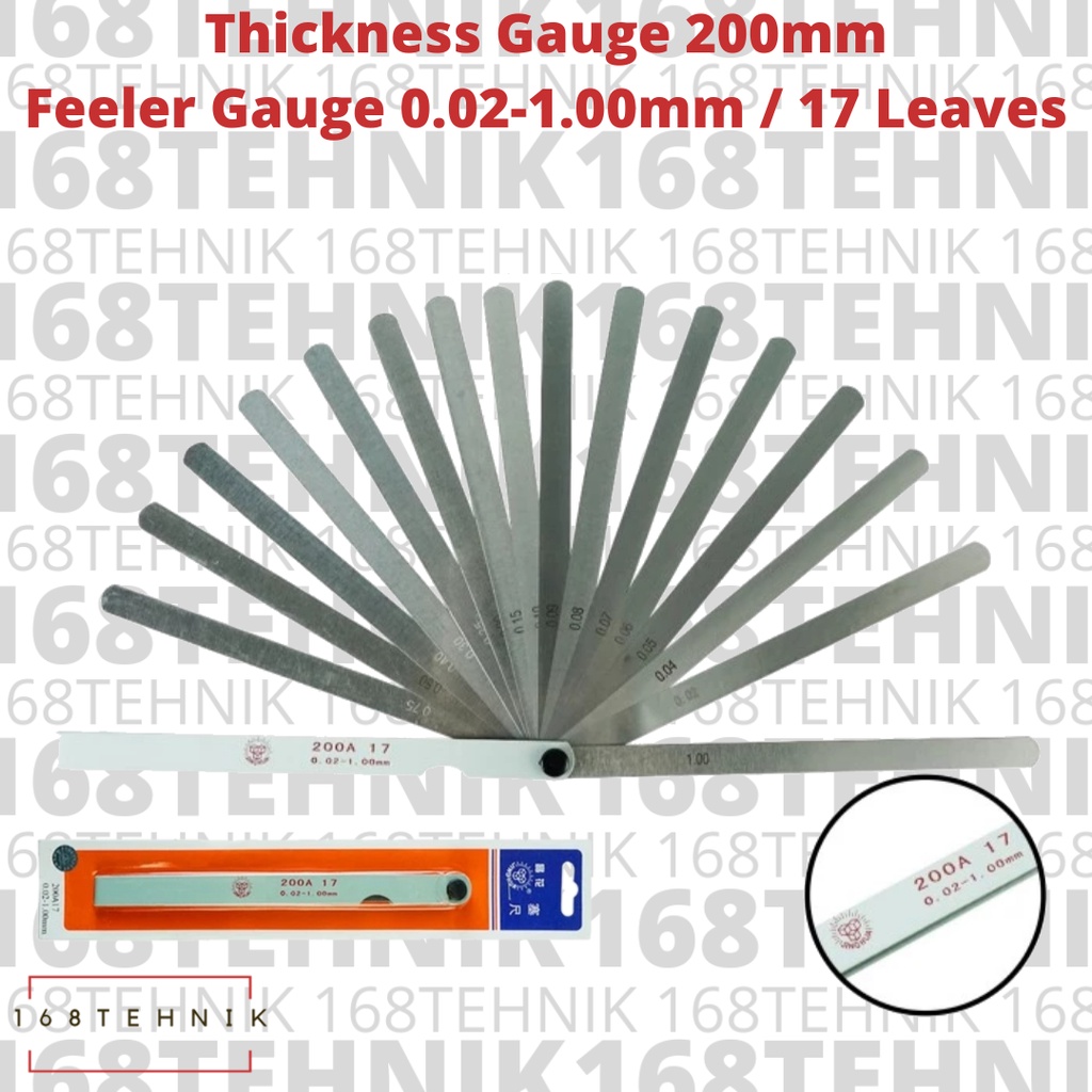 Fuller Gauge 200mm | Feeler Gauge 0.02-1mm 17 Blades / THICKNESS GAUGE 200 mm