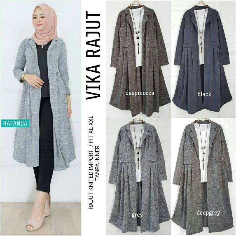 Vika Rajut Cardy BLACK Mocca DEEP GREY hitam kardigan wanita knit casual ootd fashion outer murah