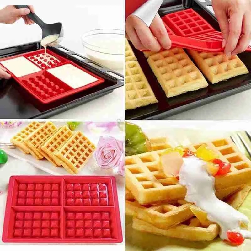 Cetakan Waffle / Coklat / Biskuit / Kue Bentuk Hati / Kotak Bahan Silikon Reusable Diy