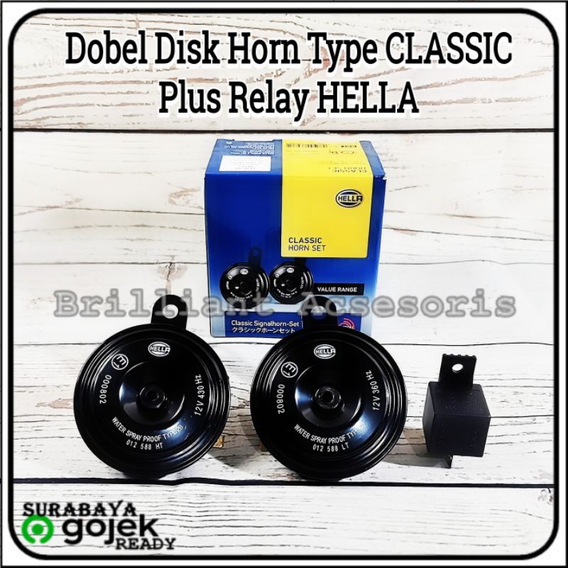 Klakson Dobel Disk HELLA - Classic Type 12v - Original 100%