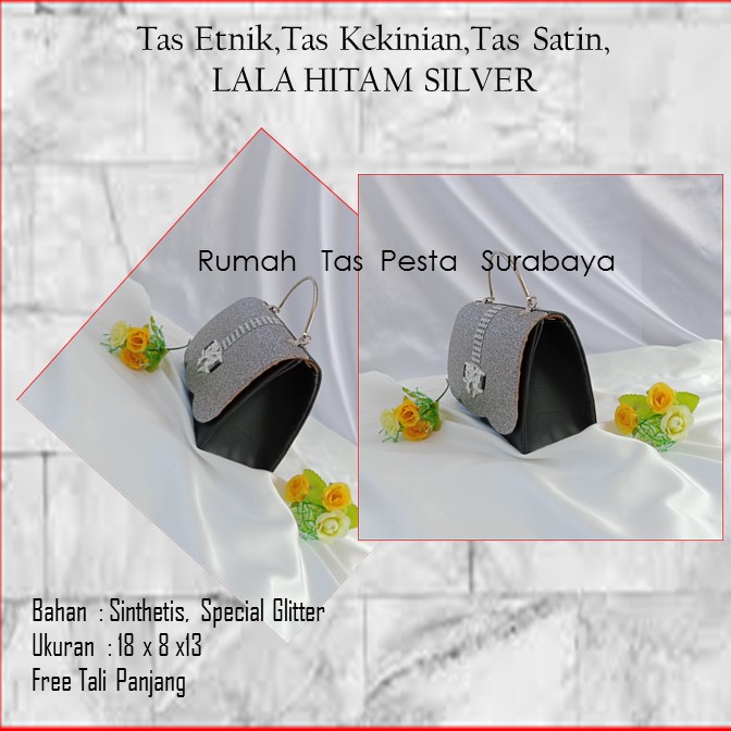 Tas Etnik,Tas Kekinian,Tas Satin,LALA HITAM SILVER