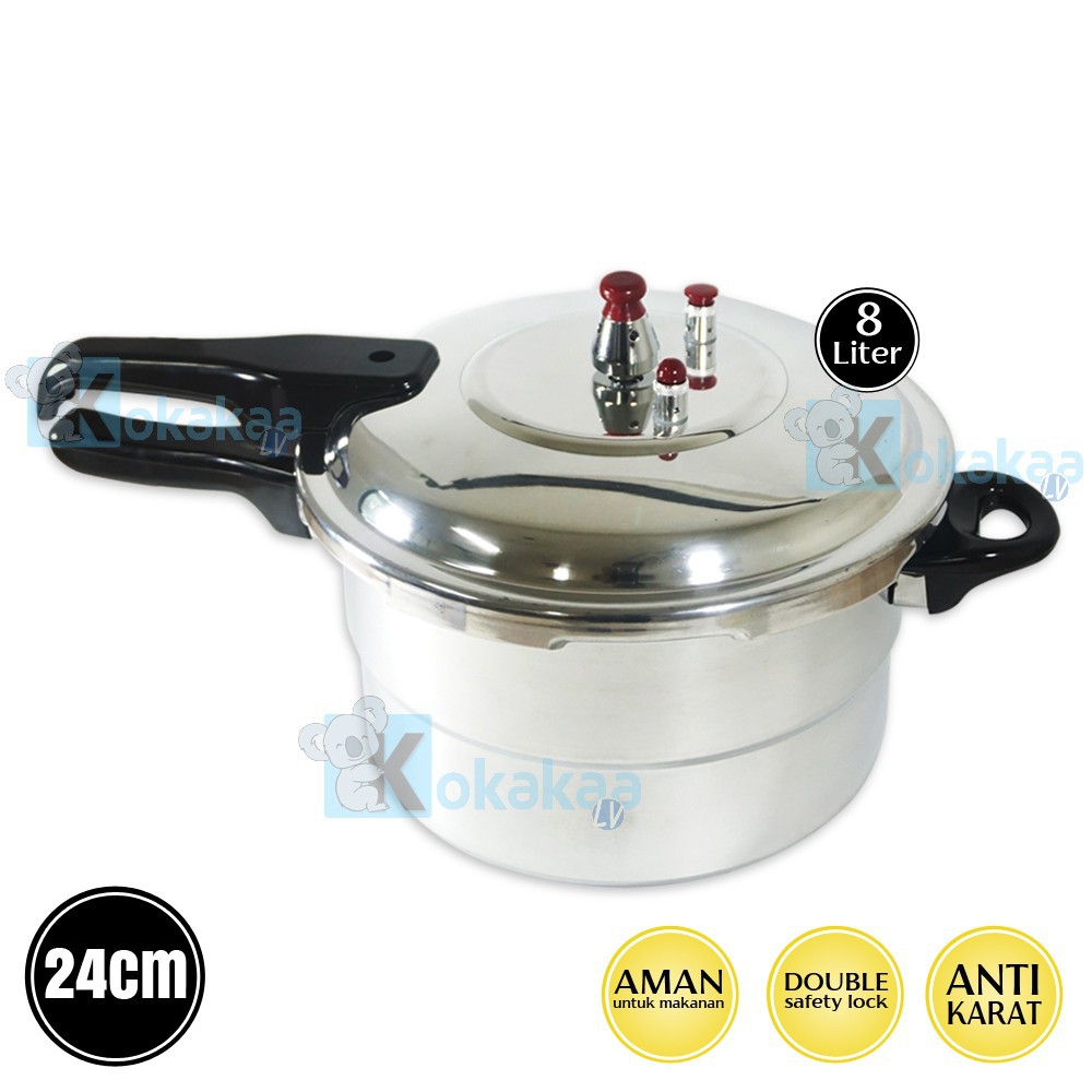 Omicko Panci Presto 24 cm Kapasitas 8 Liter Pressure Cooker-body tebal