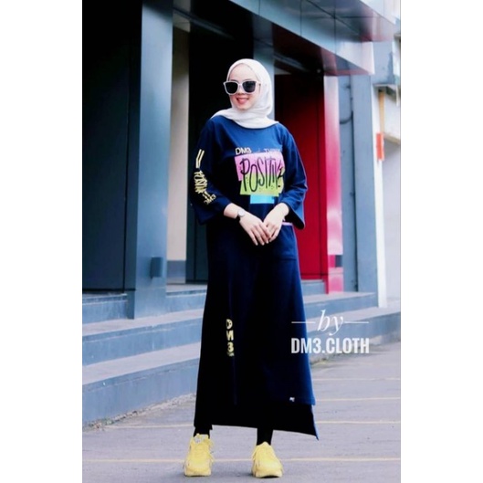 LONG TUNIK OVERSIZE WANITA MODEL DM3 KEKINIAN HITS COMBED ORI