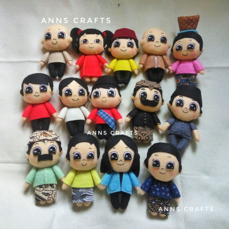 Boneka Si Unyil Flanel Tinggi 14 cm (Dapat 14 pcs)