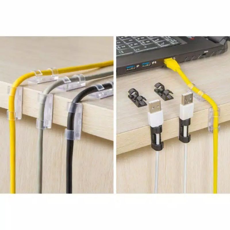 Klip Kabel Tempel Klem Kabel Tempel Clip Cable Organizer Pengikat Penjepit Kabel Tempel Tanpa Paku