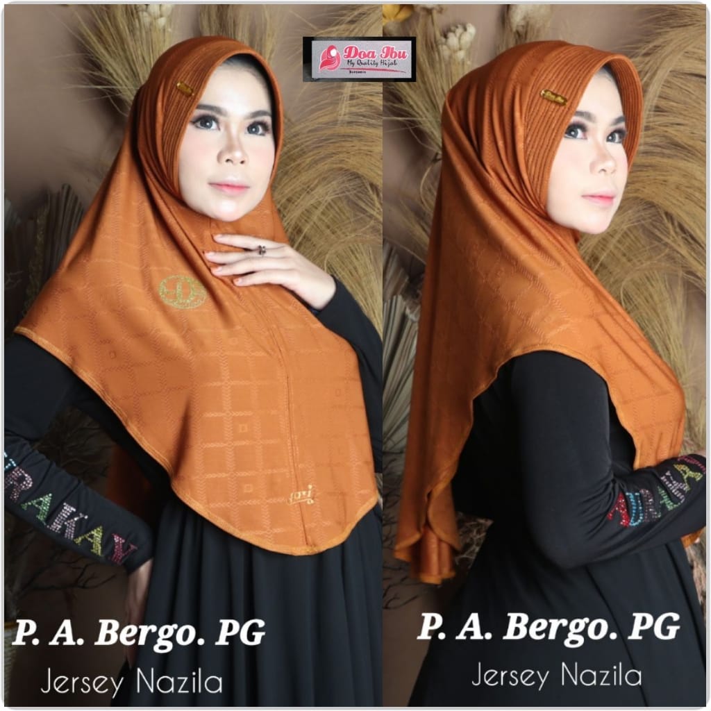 Jilbab hijab kerudung instan semi jumbo Doa Ibu Ped Antem Bergo Press Gold Nazila