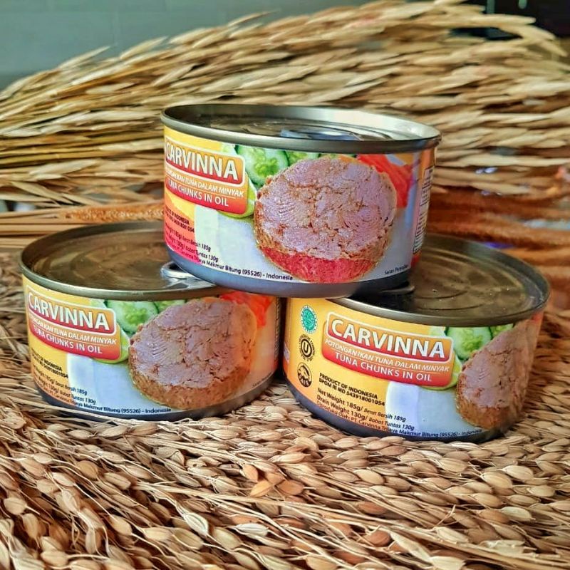 Tuna Kaleng High Quality merek Carvinna Oil (dalam minyak)