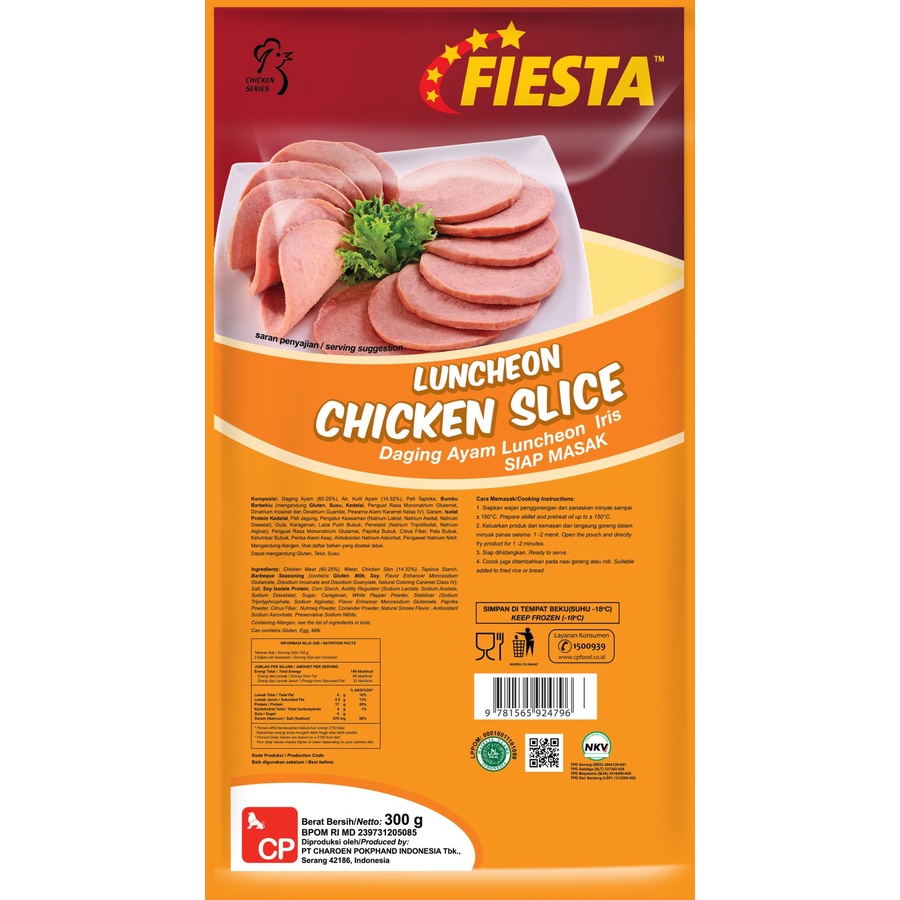 

CHICKEN LUNCHEON SLICE FIESTA 300GR DAGING AYAM IRIS MATANG HALAL