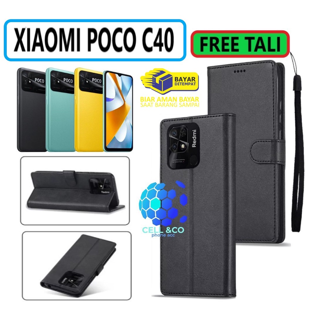 Flip cover NEW XIAOMI POCO C40 2022 Flip case buka tutup kesing hp casing hp flip case leather wallet