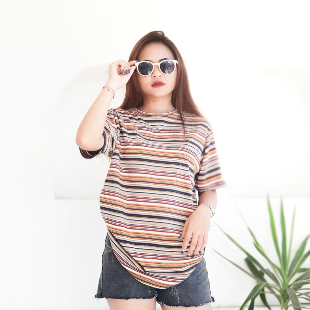 TSHIRT MOUJA TUMBLER TEE KAOS WANITA / COWOK OVERSIZE SALUR ATASAN