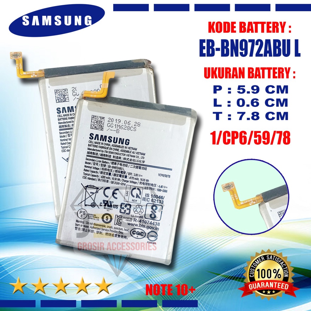 Baterai Original SAMSUNG Galaxy Note 10 Plus &amp; Note 10+ &amp; N975 &amp; N975F &amp; SM-N975F Kode Battery EB-BN972ABU