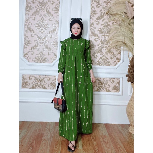 [BISA COD]Gamis Lengan Panjang Terlaris|Motif Benang Love|Gamis AMINA