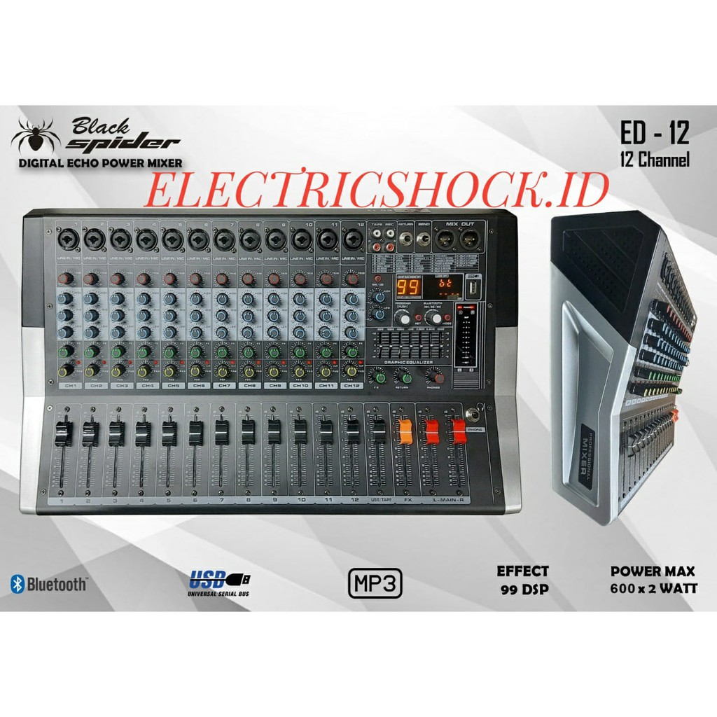 POWER MIXER BLACKSPIDER ED 12 / BLACK SPIDER ED12 12CHANNEL