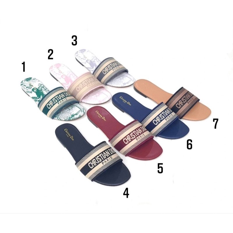 Sandal Wanita Santai Dior Import 2032-2 / Sendal Fashion Flat / Slipper