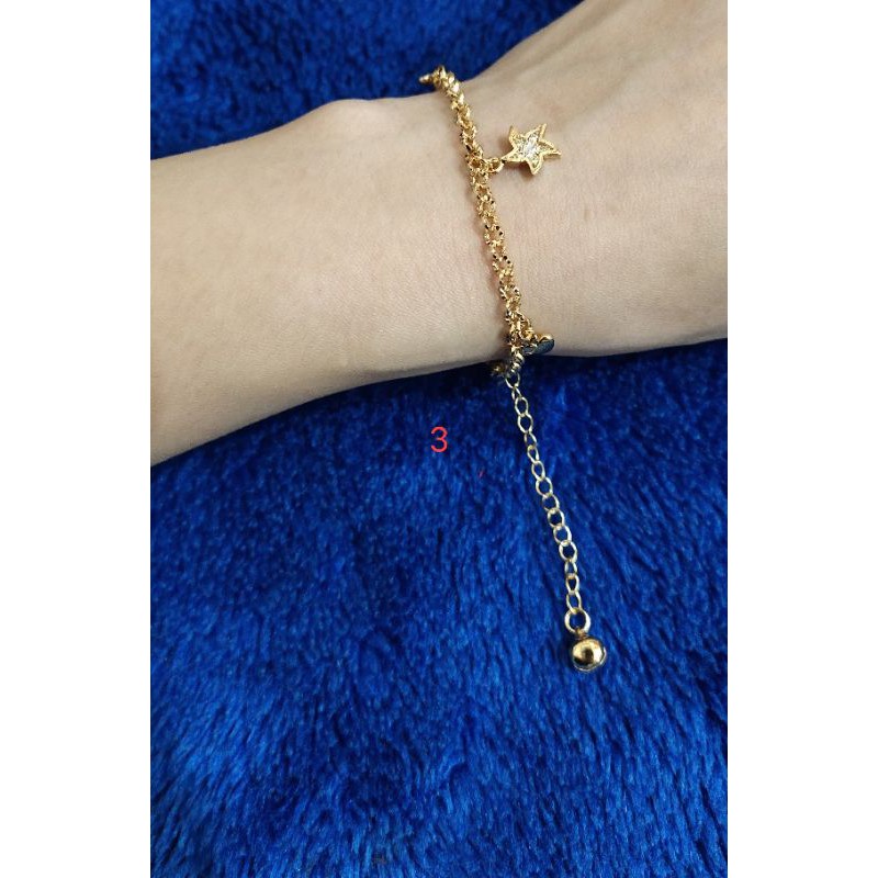 Fifi Fashion Gelang Nori ukir gantung Lucu Model Perhiasan Lapis emas 28#