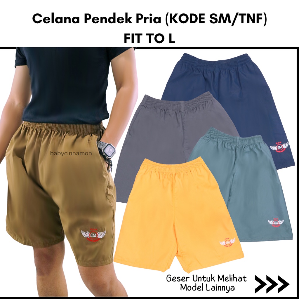 Celana Pendek Dewasa Kode SM Pria Fit To XL / Boxer Sport Santai Kolor Laki Polos Olahraga Fitness