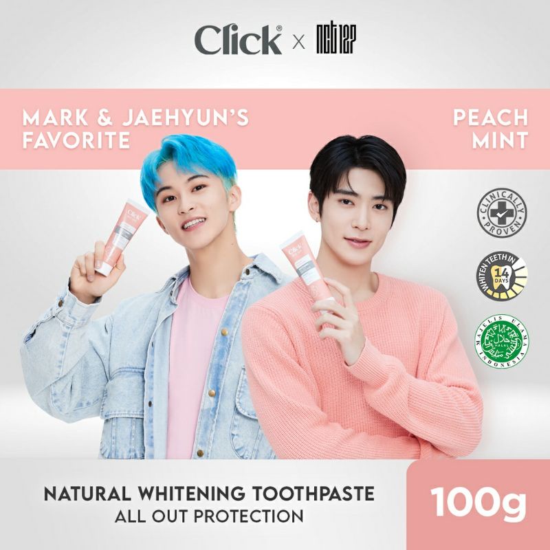 Click natural whitening toothpaste with Himalayan pink salt (free brosur member NCT127 tiap pembelian 3 pcs) / odol / pasta gigi korea NCT 127