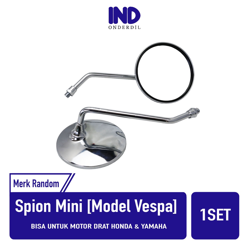 Spion-Sepion-Kaca-Cermin-Bulat Kiri-Kanan Mini-Pendek Besi Set Variasi Model Vespa-Scoopy Universal Drat Honda &amp; Yamaha Beat-Vario-Mio-Aerox-Grand-dll