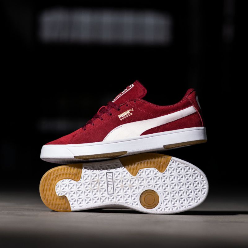 Sepatu Pria kasual Puma Suede (s) Maroon White Original