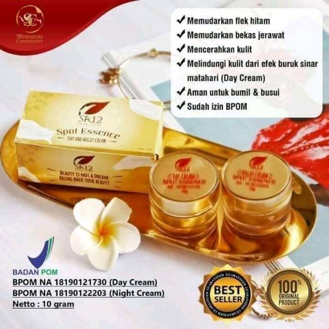 

Spot Essence day & Night Cream SR12 BPOM/PLEK hitam & bekas Jerawat